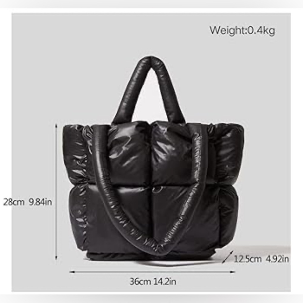 Chic Black Puffer Tote Bag - Picture 8 of 10